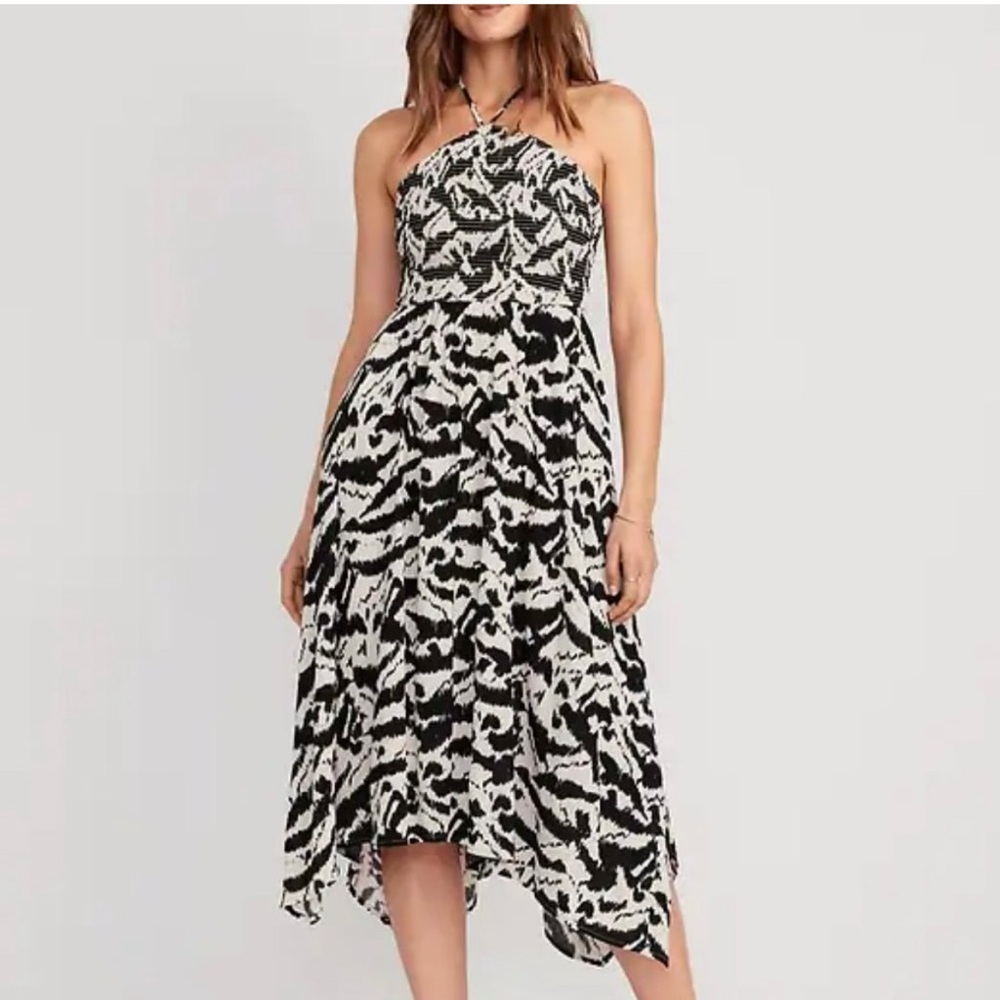 Old Navy Black and White High Low Halter Dress XL